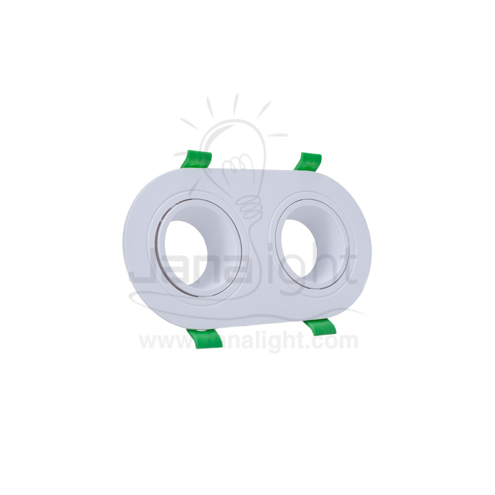 سبوت لايت فارغ مدور متحرك بيضاوي 2 عين بلاستك ابيض جنى لايت JN436 Oval 2 eye recessed frame spotlight white
