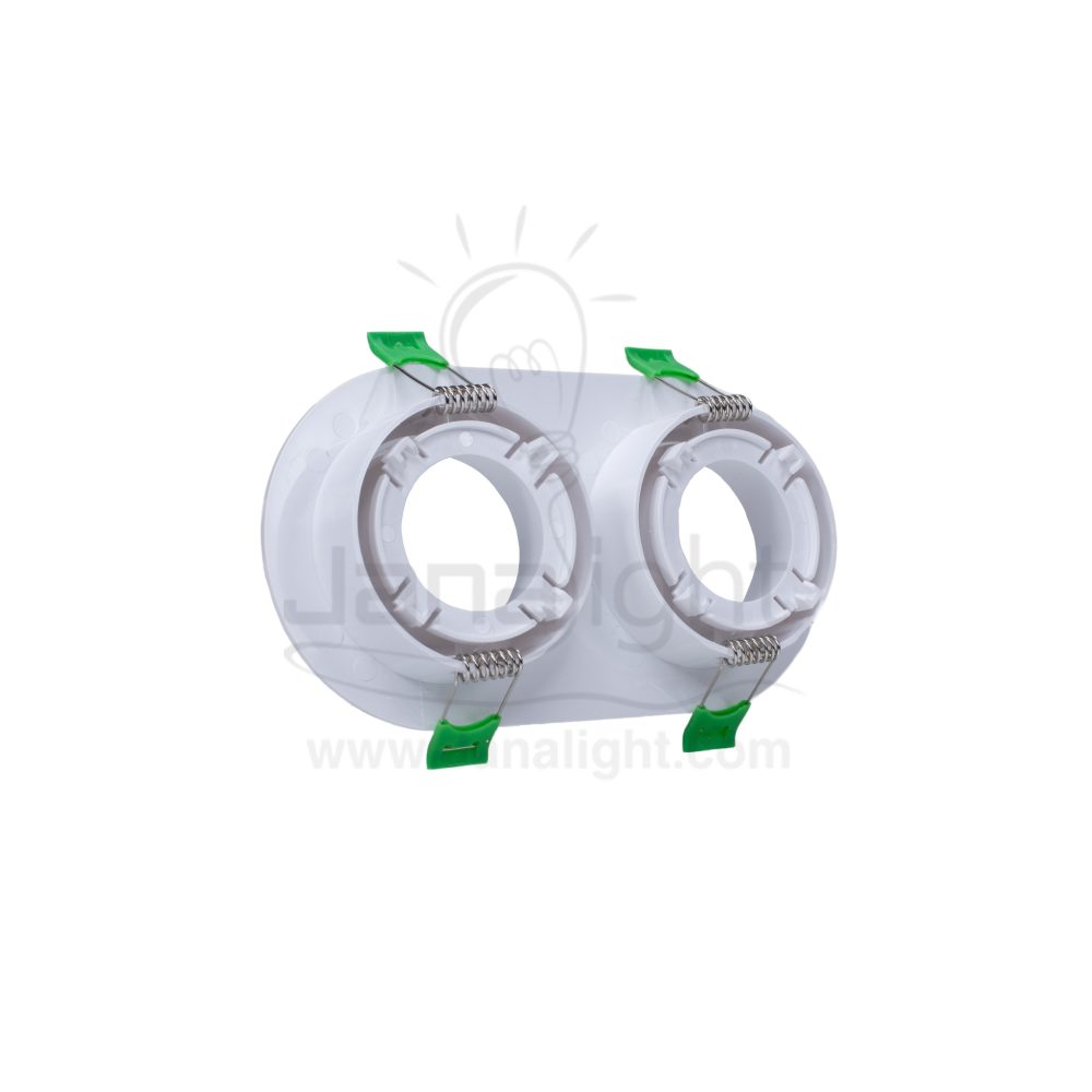 سبوت لايت فارغ مدور متحرك بيضاوي 2 عين بلاستك ابيض جنى لايت JN436 Oval 2 eye recessed frame spotlight white