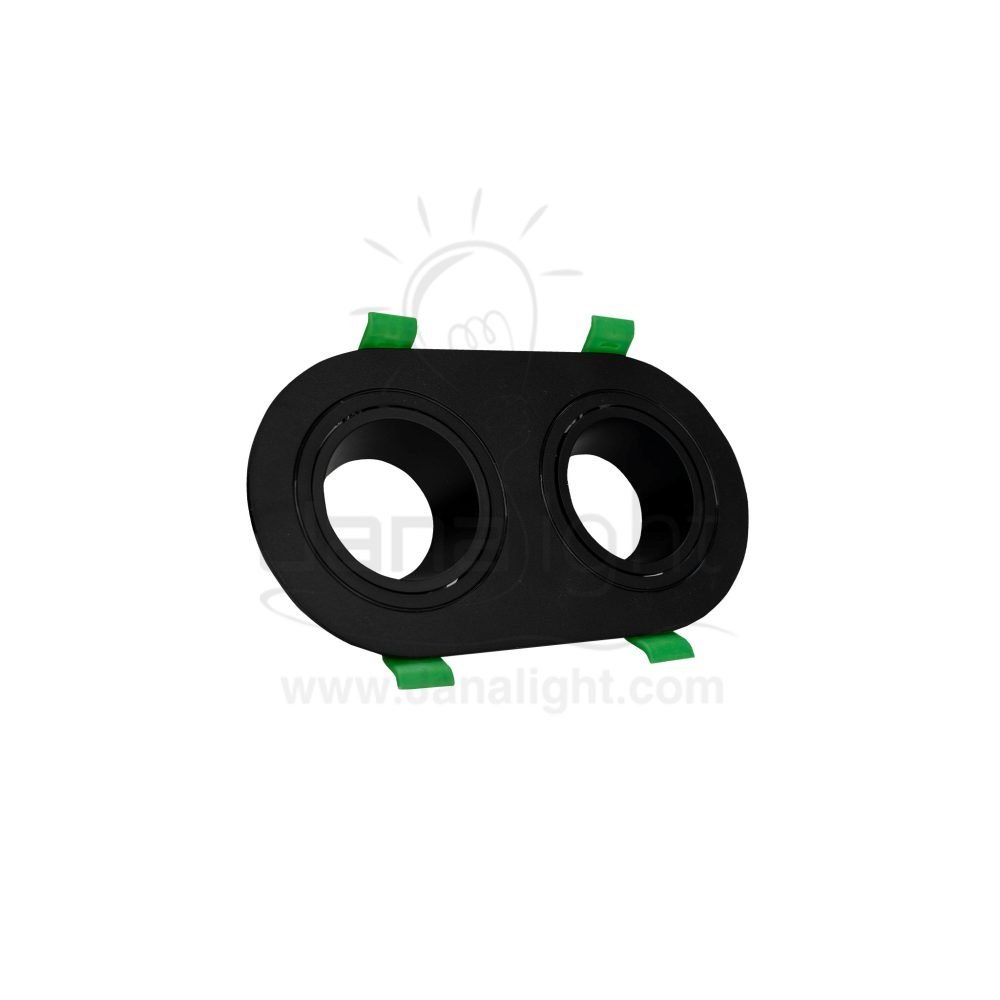 سبوت لايت فارغ مدور متحرك بيضاوي 2 عين بلاستك اسود جنى لايت JN436 Oval 2 eye recessed frame spotlight black