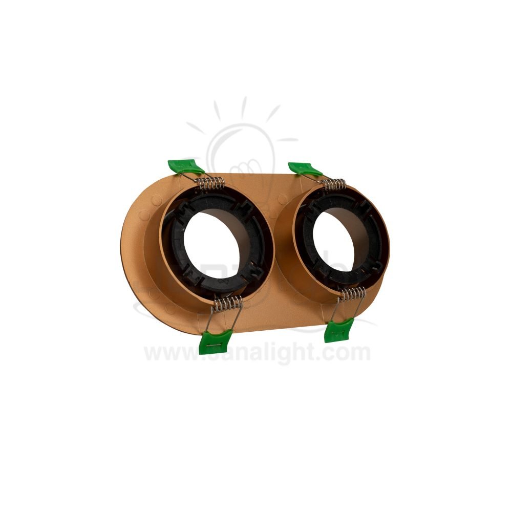 سبوت لايت فارغ مدور متحرك بيضاوي 2 عين بلاستك ذهبي مط جنى لايت JN436 Oval 2 eye recessed frame spotlight matt gold