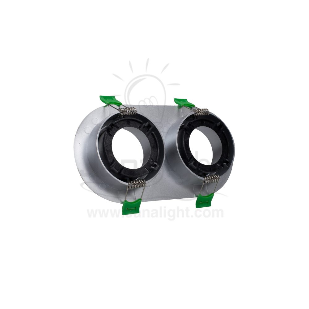سبوت لايت فارغ مدور متحرك بيضاوي 2 عين بلاستك فضي مط جنى لايت JN436 Oval 2 eye recessed frame spotlight matt silver