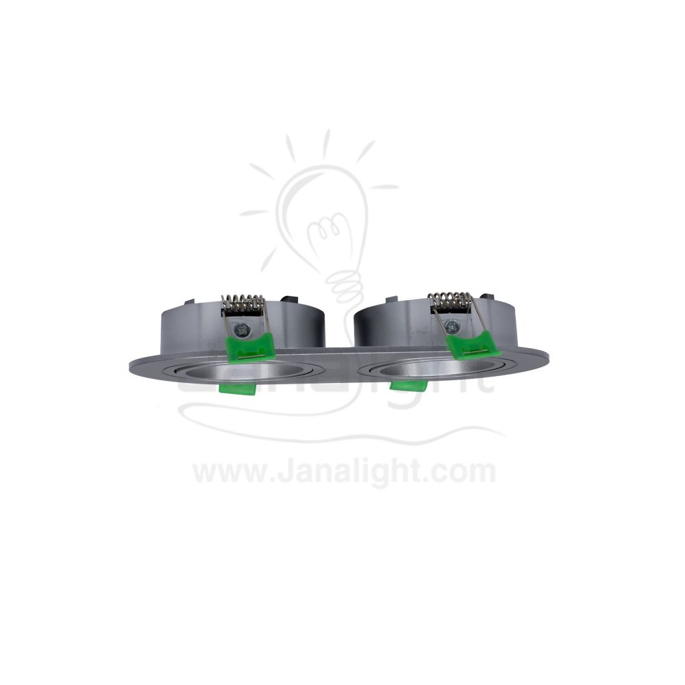 سبوت لايت فارغ مدور متحرك بيضاوي 2 عين بلاستك فضي مط جنى لايت JN436 Oval 2 eye recessed frame spotlight matt silver