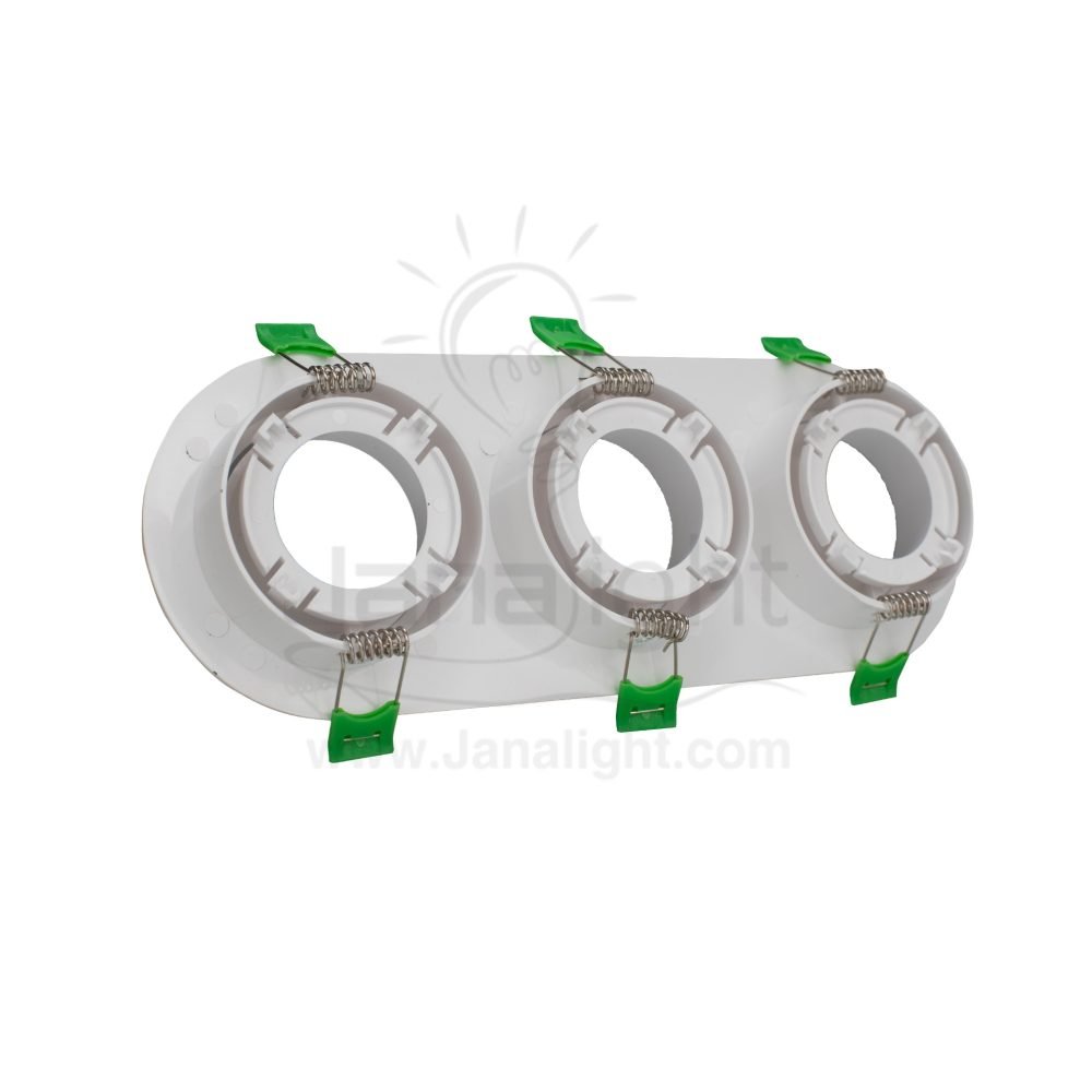 سبوت لايت فارغ مدور متحرك بيضاوي 3 عين بلاستك ابيض جنى لايت JN438 Oval 3 eye recessed frame spotlight white