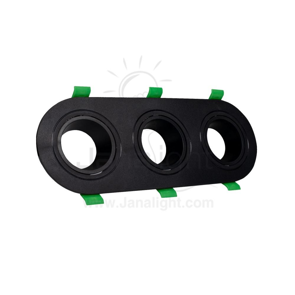 سبوت لايت فارغ مدور متحرك بيضاوي 3 عين بلاستك اسود جنى لايت JN438 Oval 3 eye recessed frame spotlight black