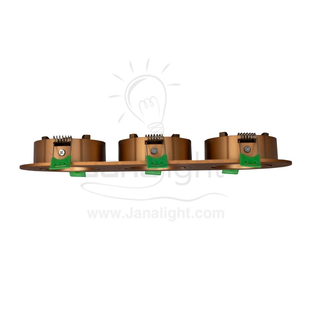 سبوت لايت فارغ مدور متحرك بيضاوي 3 عين بلاستك ذهبي مط جنى لايت JN438 Oval 3 eye recessed frame spotlight matt gold