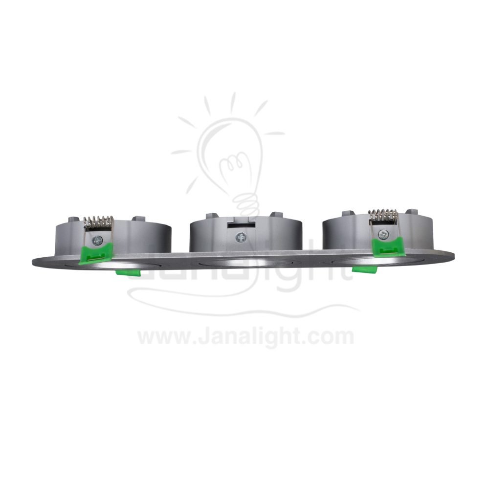 سبوت لايت فارغ مدور متحرك بيضاوي 3 عين بلاستك فضي مط جنى لايت JN438 Oval 3 eye recessed frame spotlight matt silver