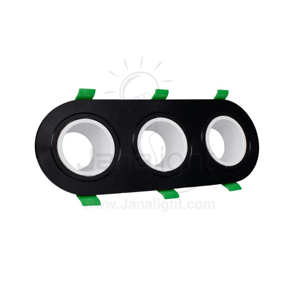 سبوت لايت فارغ مدور متحرك بيضاوي 3 عين بلاستك اسود حلق ابيض جنى لايت JN438 Oval 3 eye recessed frame spotlight black and white