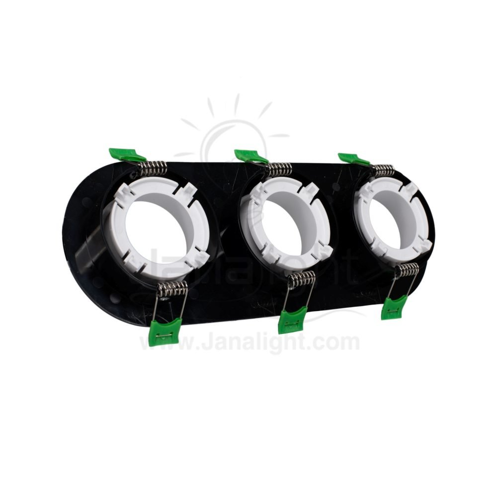 سبوت لايت فارغ مدور متحرك بيضاوي 3 عين بلاستك اسود حلق ابيض جنى لايت JN438 Oval 3 eye recessed frame spotlight black and white