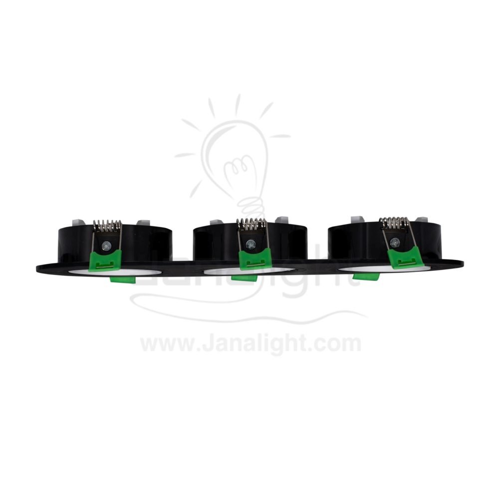 سبوت لايت فارغ مدور متحرك بيضاوي 3 عين بلاستك اسود حلق ابيض جنى لايت JN438 Oval 3 eye recessed frame spotlight black and white