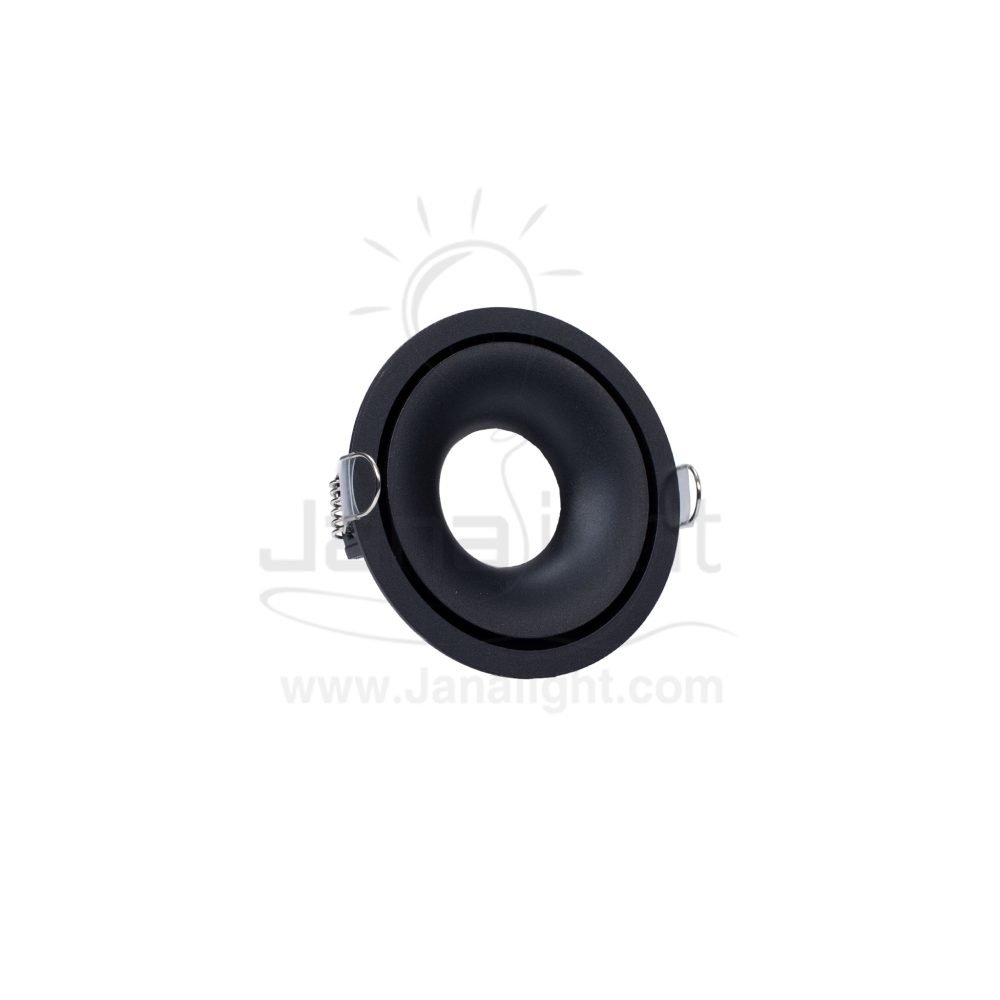 سبوت فارغ مجوف بببيت نور مدور اسود جنى لايت JN431 Round metal fixed recessed frame spotlight black