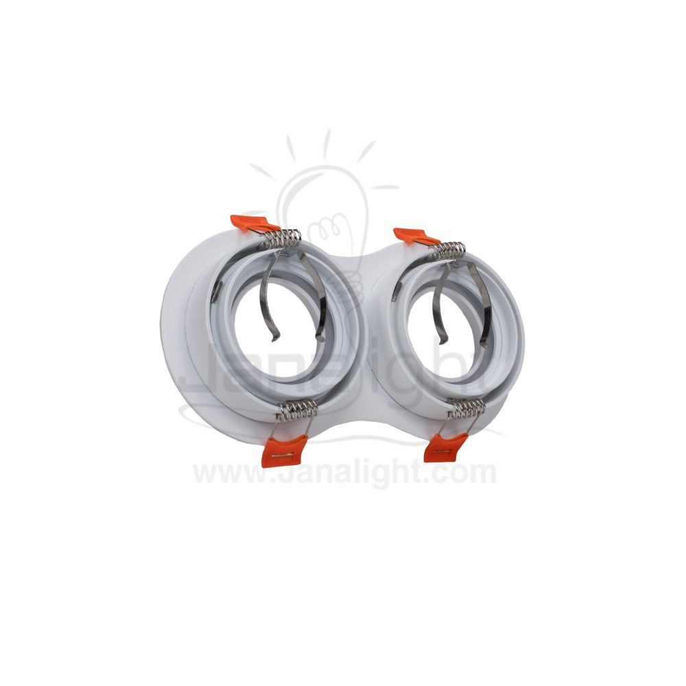سبوت فارغ ببيت نور 2 عين اكرليك مدور ابيض جنى لايت JN437 2 eye metal recessed frame spotlight white