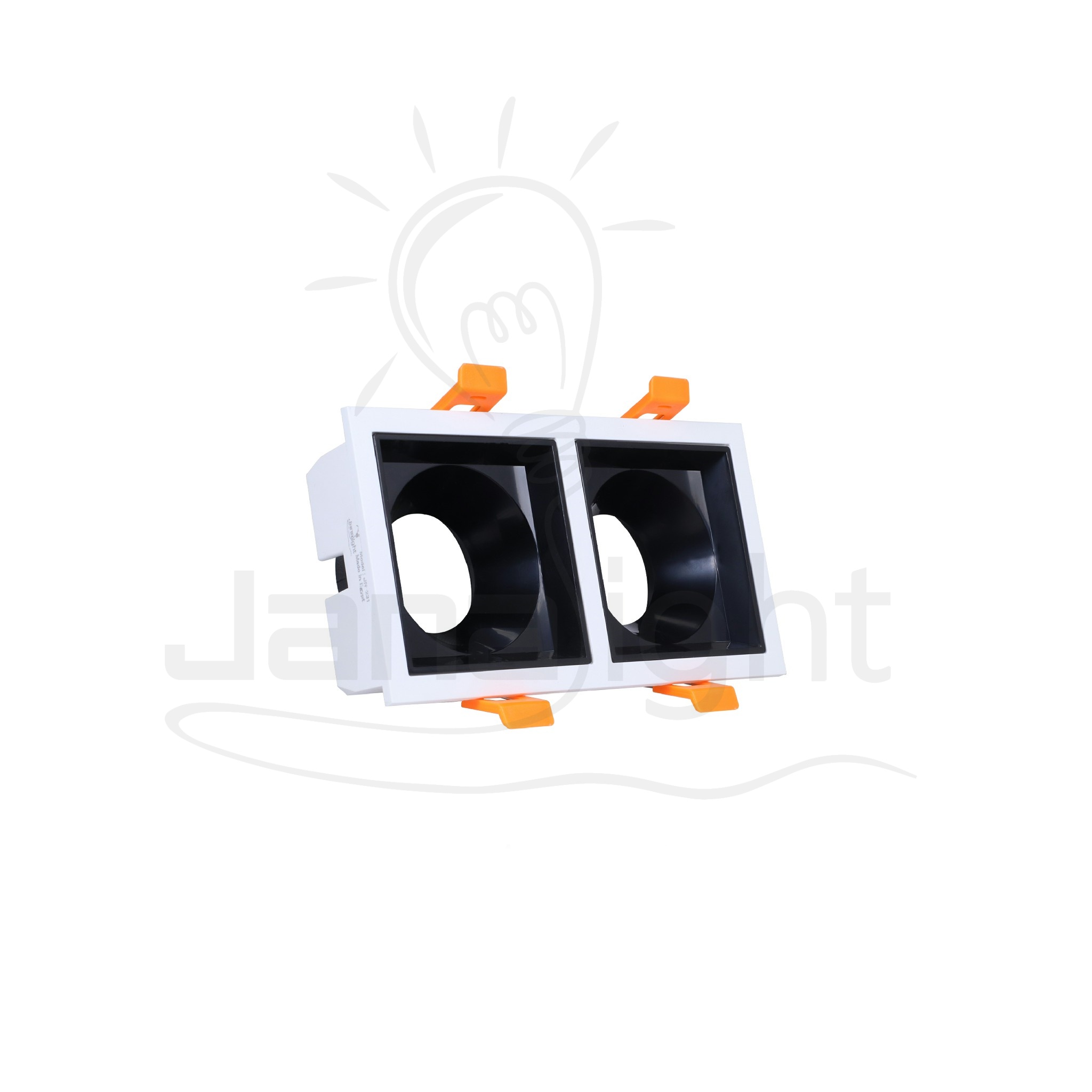 سبوت لايت فارغ ثابت 2 عين بلاستيك مربع ابيض و اسود جنى لايت LT-231 Recessed double rectangular frame white and black spotlight