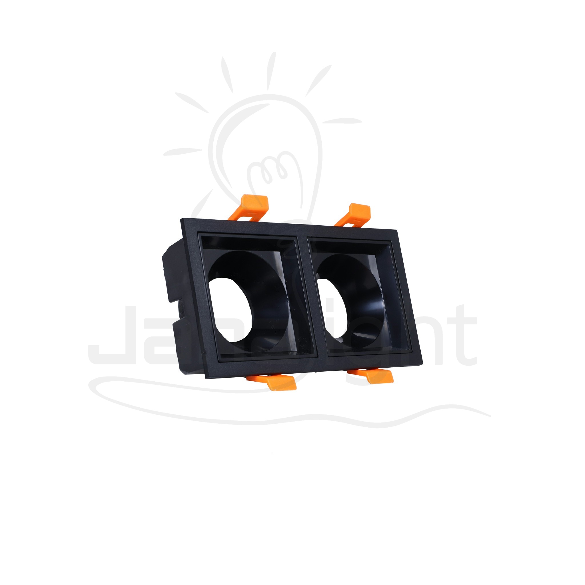 سبوت لايت فارغ ثابت 2 عين بلاستيك مربع اسود سادة جنى لايت LT-231 Recessed double rectangular frame black spotlight