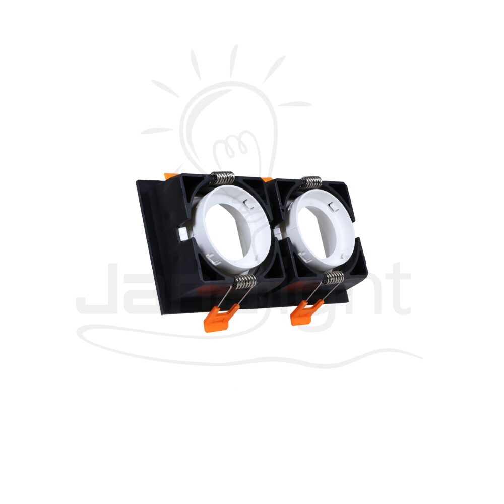 سبوت لايت فارغ ثابت 2 عين بلاستيك مربع اسود و ابيض جنى لايت LT-231 Recessed double rectangular frame black and white spotlight