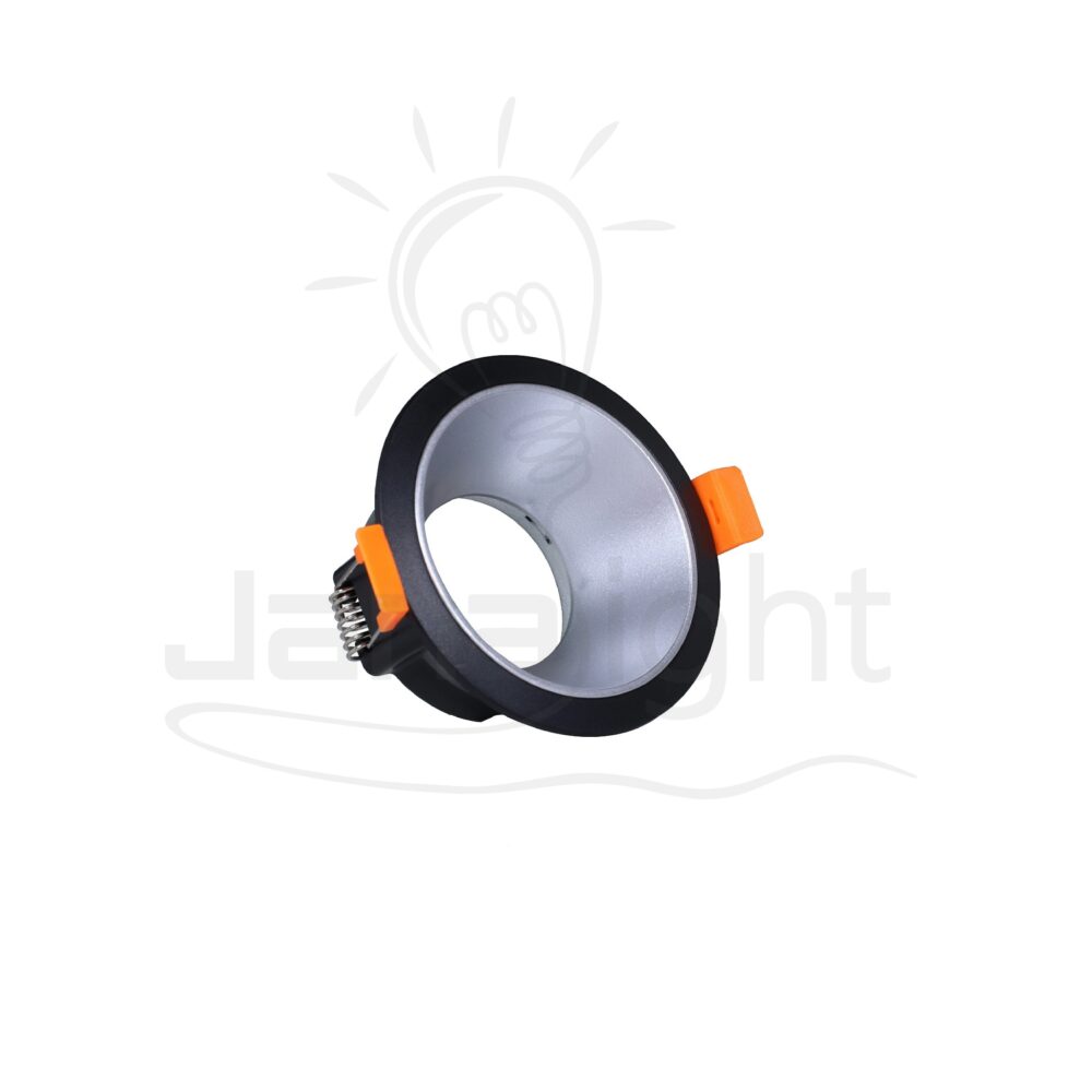 سبوت لايت فارغ مدور بلاستيك شفة رفيعة اسود و فضي جنى لايت LT-230 Recessed round frame black and silver spotlight