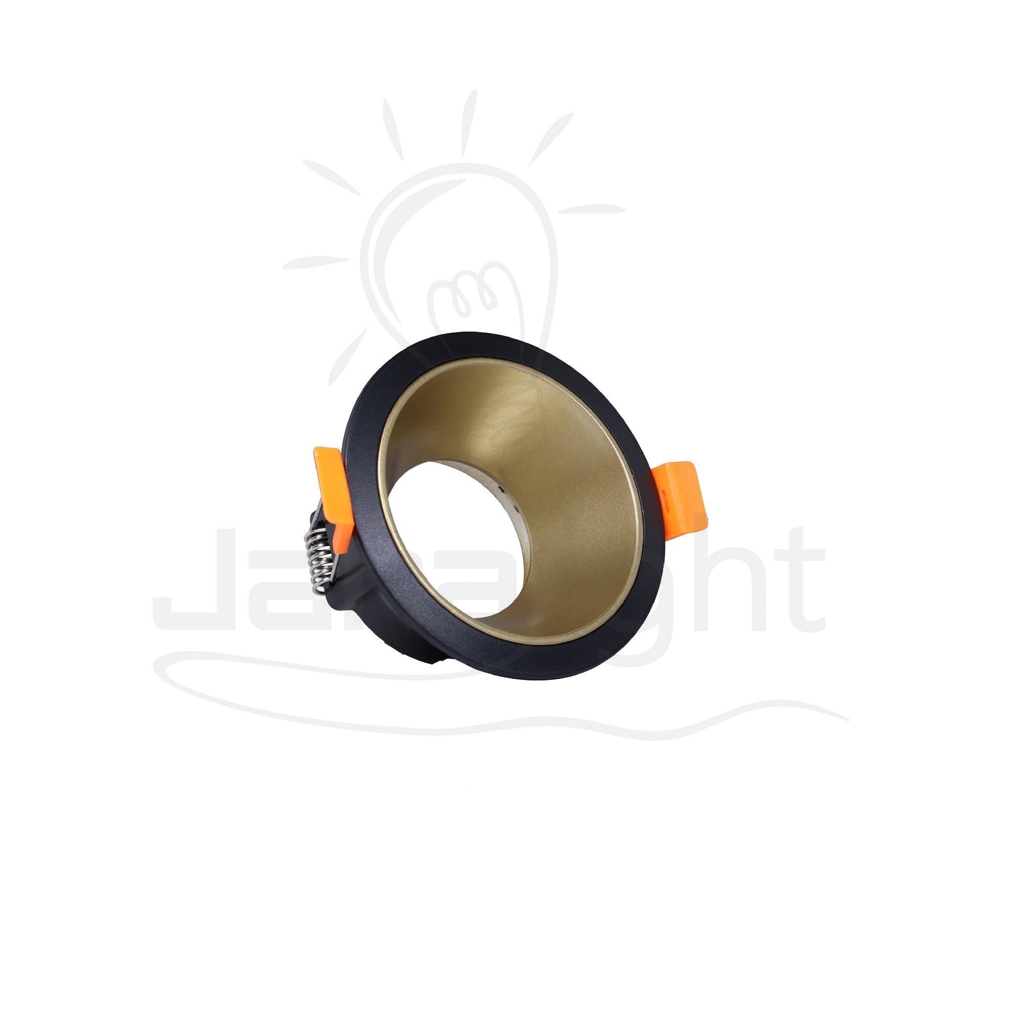 سبوت لايت فارغ مدور بلاستيك شفة رفيعة اسود و ذهبي جنى لايت LT-230 Recessed round frame black and gold spotlight