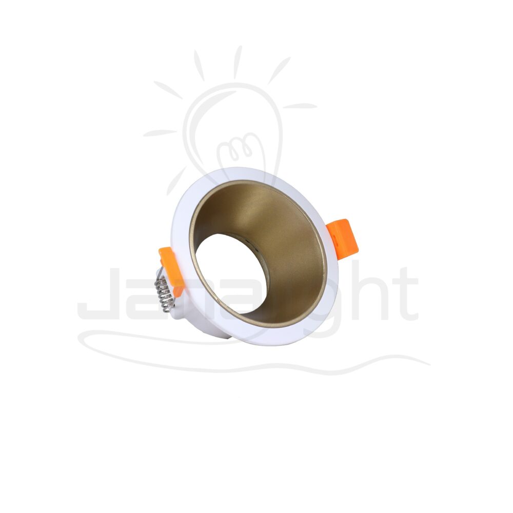 سبوت لايت فارغ مدور بلاستيك شفة رفيعة ابيض و ذهبي جنى لايت LT-230 Recessed round frame white and gold spotlight