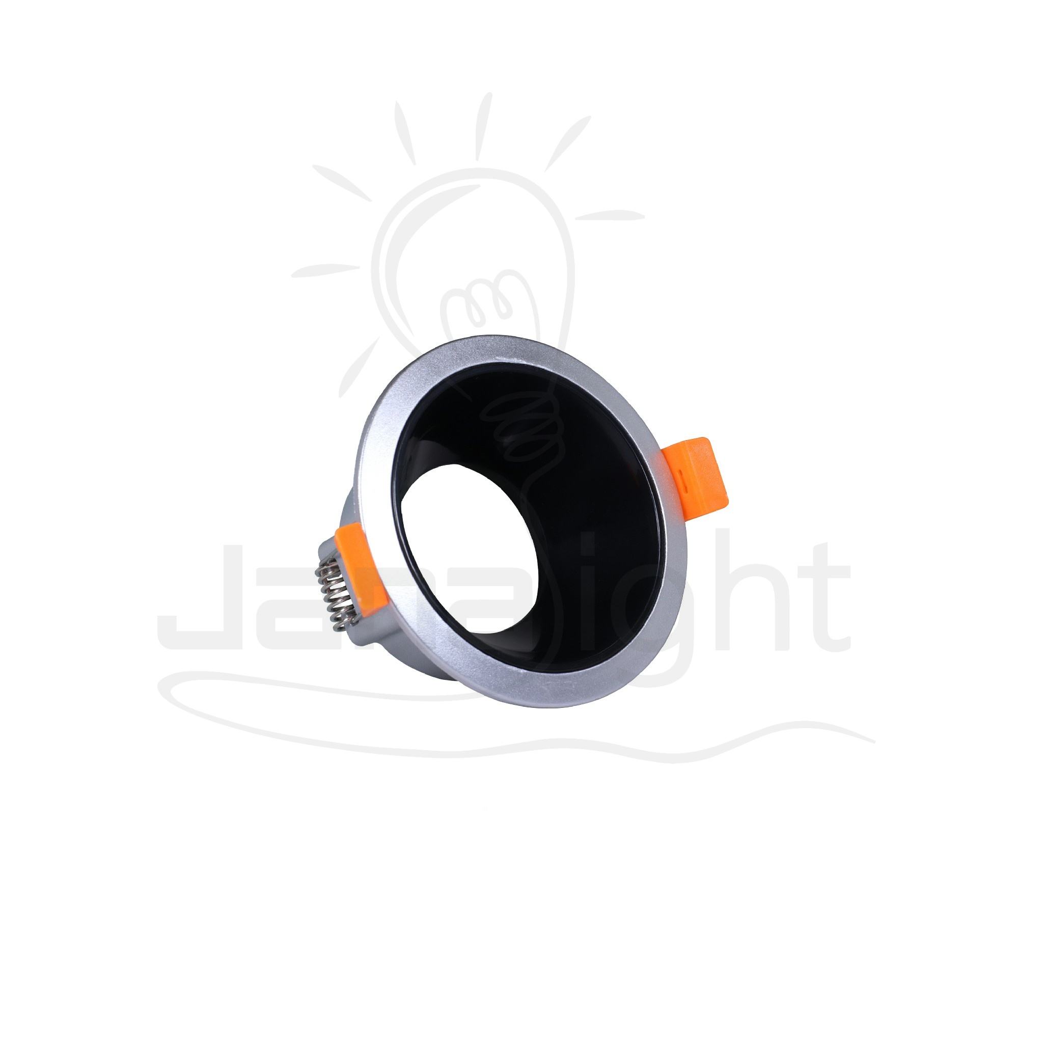 سبوت لايت فارغ مدور بلاستيك شفة رفيعة فضي و اسود جنى لايت LT-230 Recessed round frame silver and black spotlight