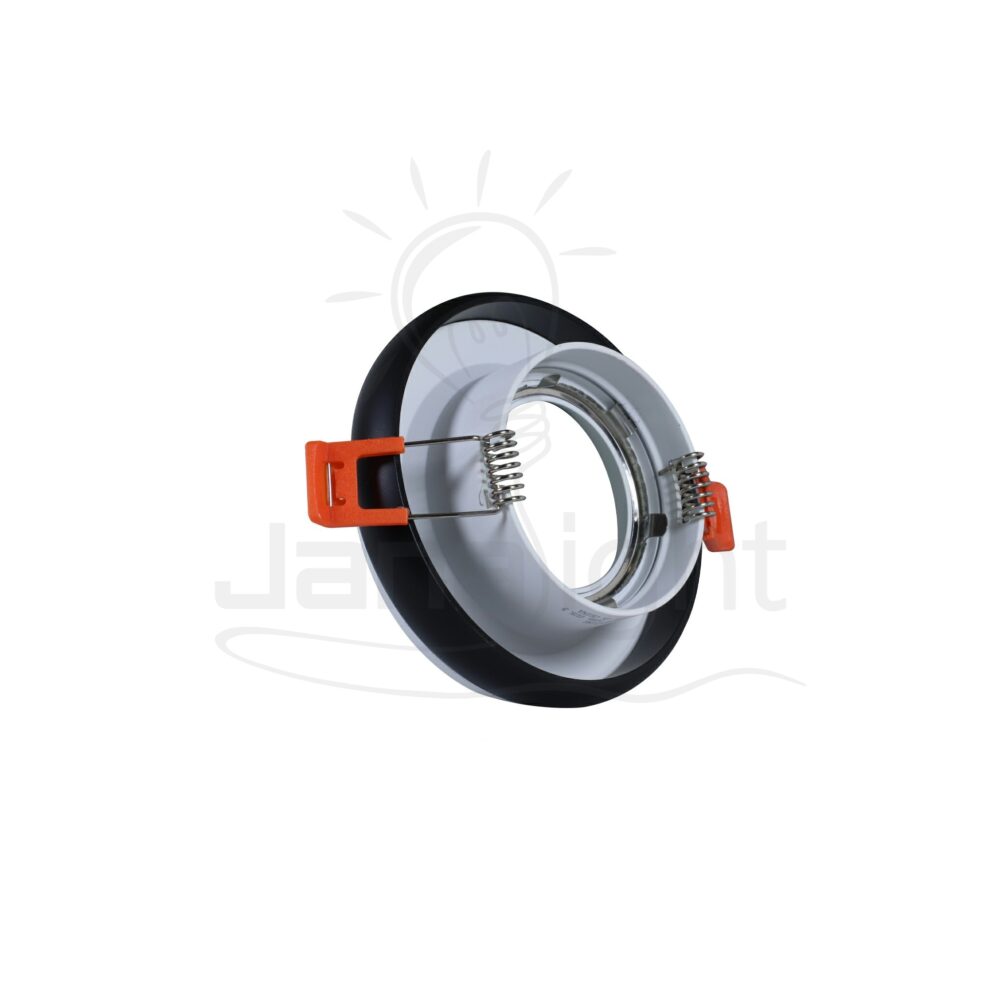 سبوت مدور فارغ معدن ابيض بإطار اسود Recessed round metal frame black and white spotlight