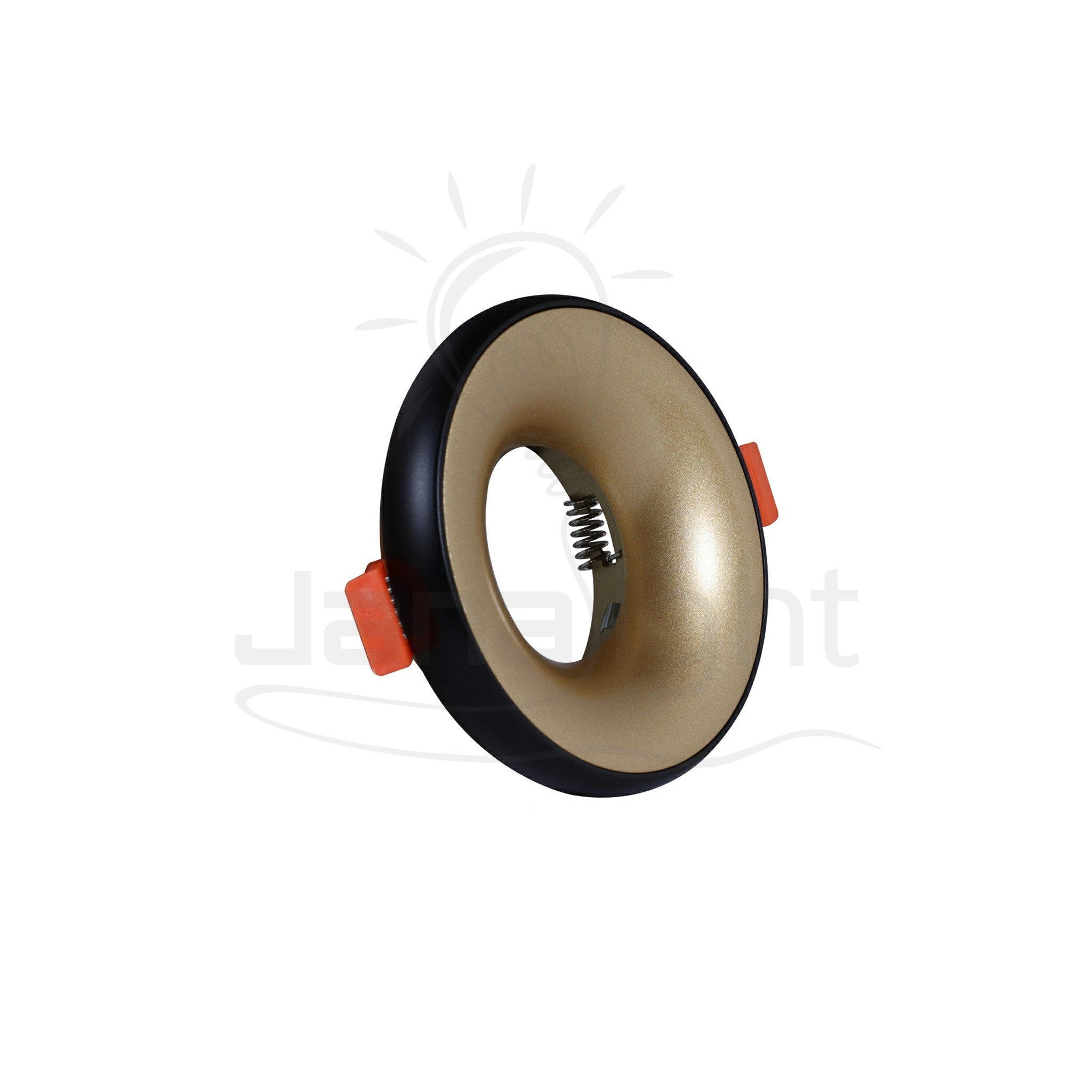 سبوت مدور فارغ معدن ذهبي بإطار اسود Recessed round metal frame black and gold spotlight