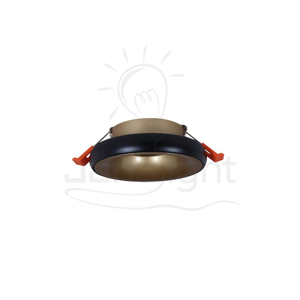 سبوت مدور فارغ معدن ذهبي بإطار اسود Recessed round metal frame black and gold spotlight