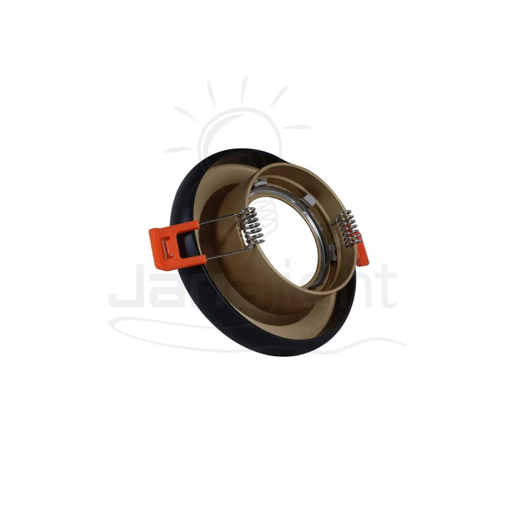 سبوت مدور فارغ معدن ذهبي بإطار اسود Recessed round metal frame black and gold spotlight