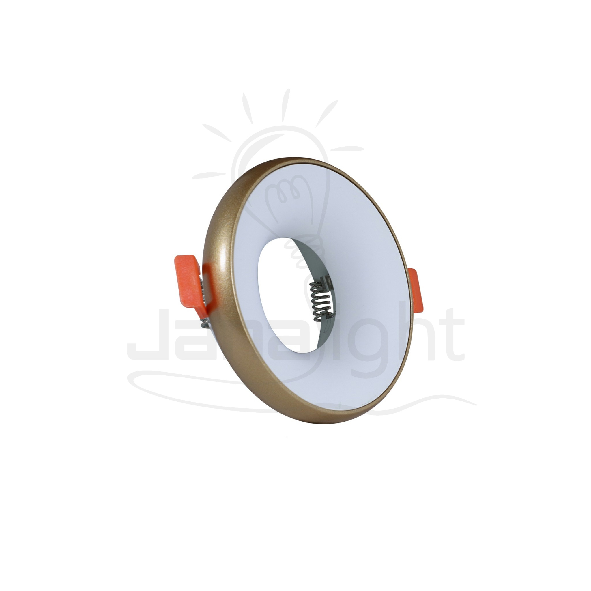 سبوت مدور فارغ معدن ابيض بإطار ذهبي Recessed round metal frame gold and white spotlight