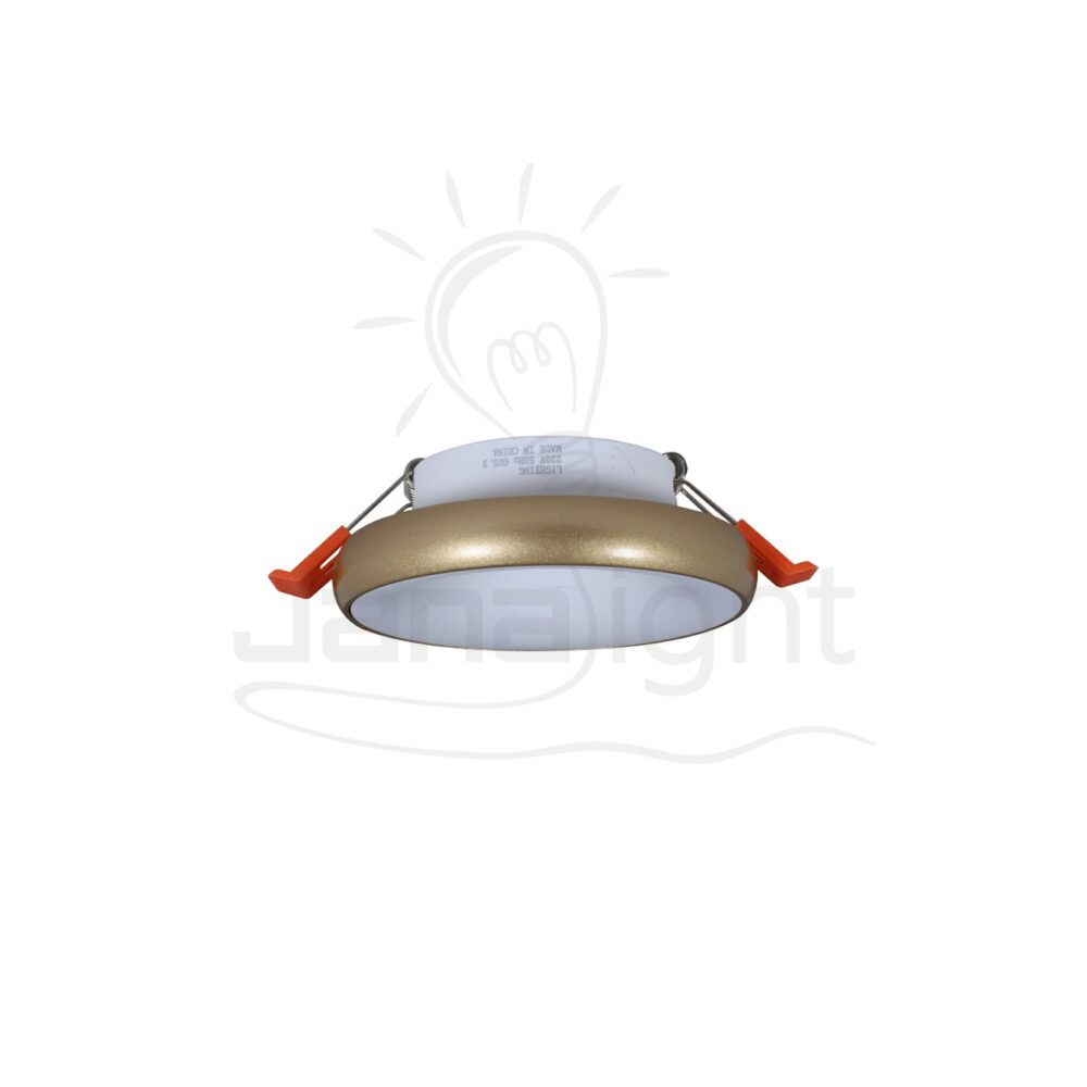 سبوت مدور فارغ معدن ابيض بإطار ذهبي Recessed round metal frame gold and white spotlight