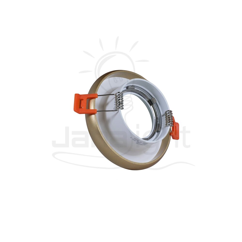 سبوت مدور فارغ معدن ابيض بإطار ذهبي Recessed round metal frame gold and white spotlight