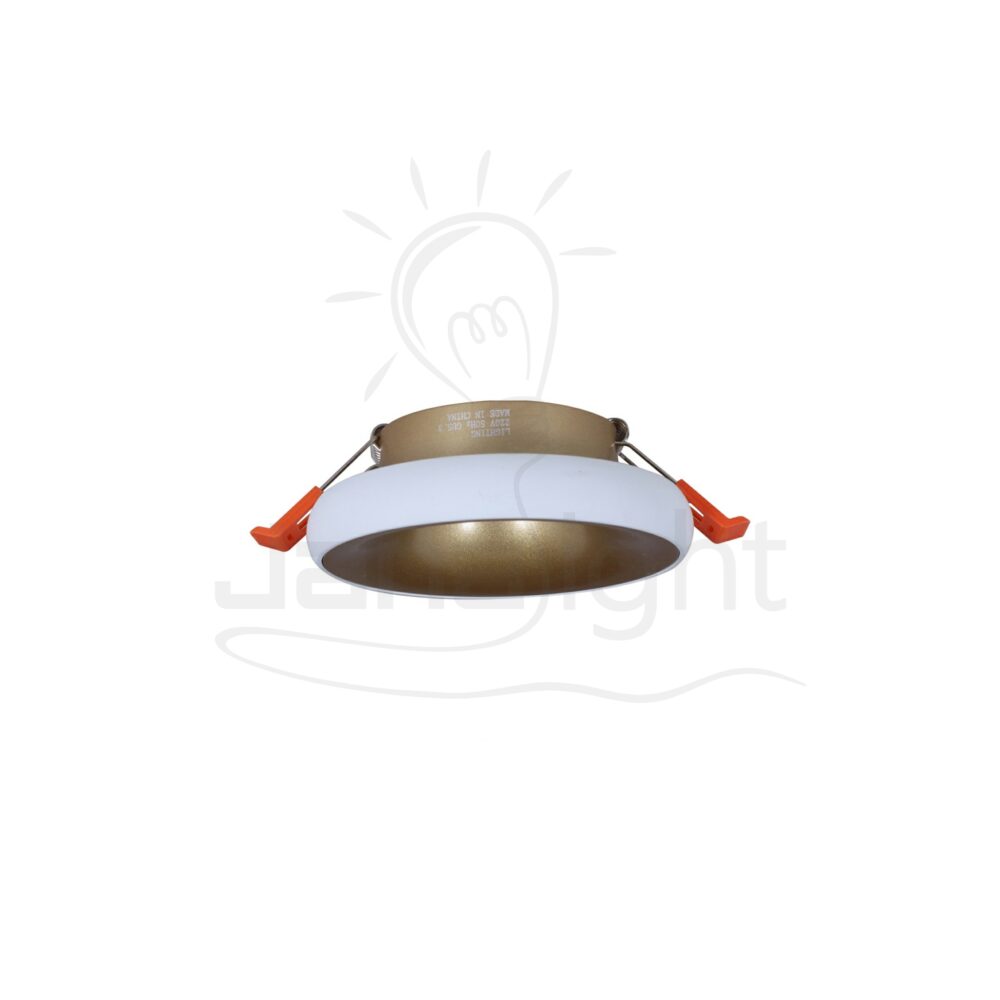 سبوت مدور فارغ معدن ذهبي بإطار ابيض Recessed round metal frame white and gold spotlight