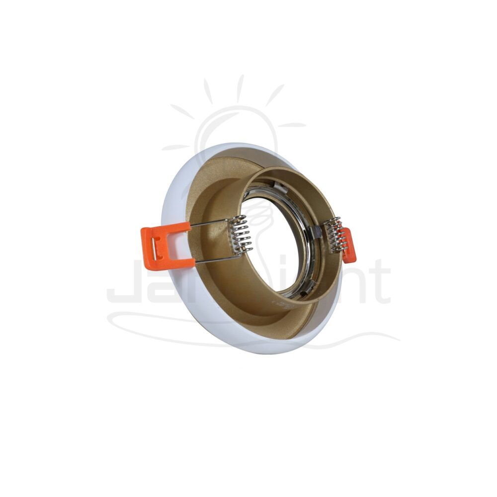 سبوت مدور فارغ معدن ذهبي بإطار ابيض Recessed round metal frame white and gold spotlight