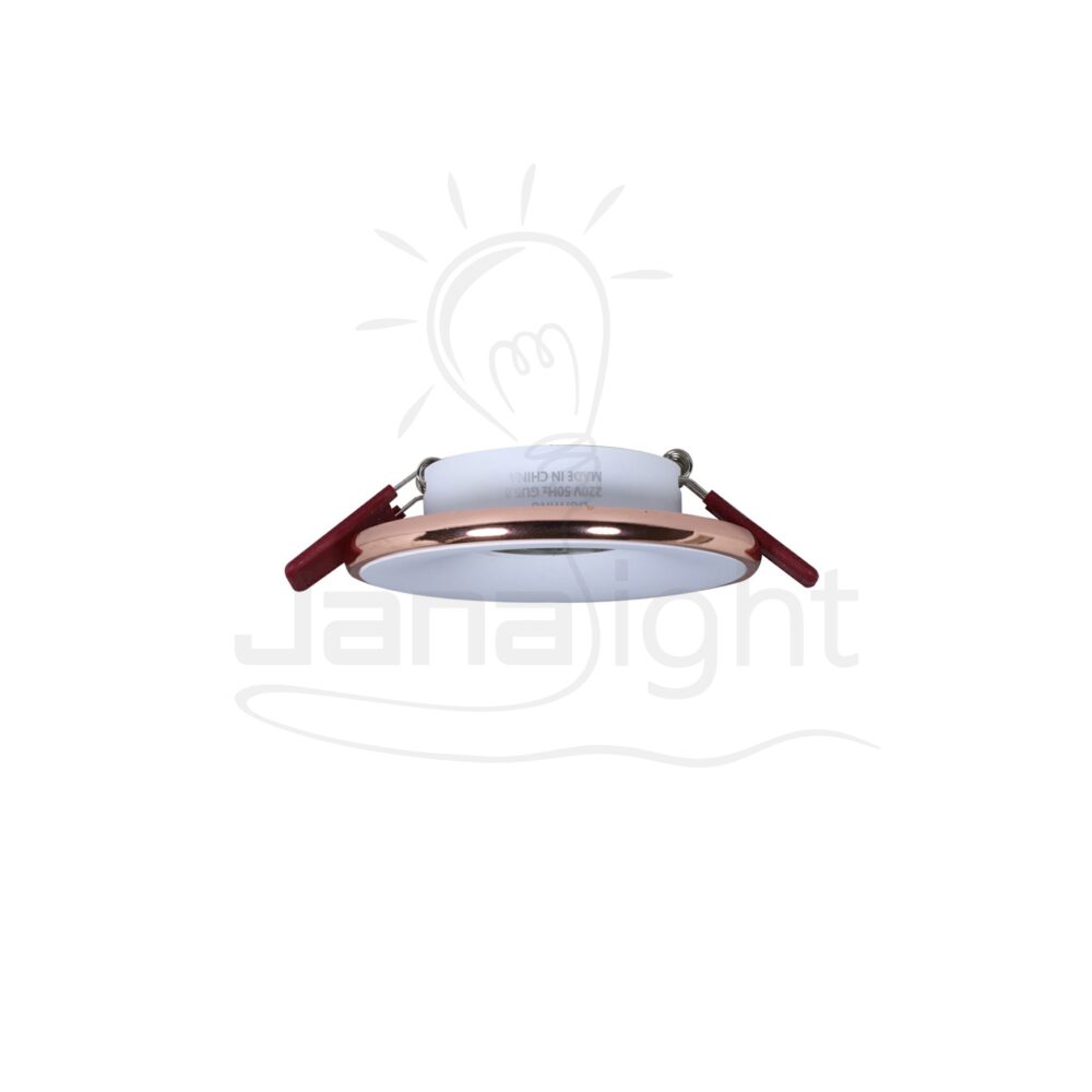 سبوت مدور فارغ معدن ابيض بإطار روز جولد شفة رفيعة Recessed round metal frame rose gold and white spotlight