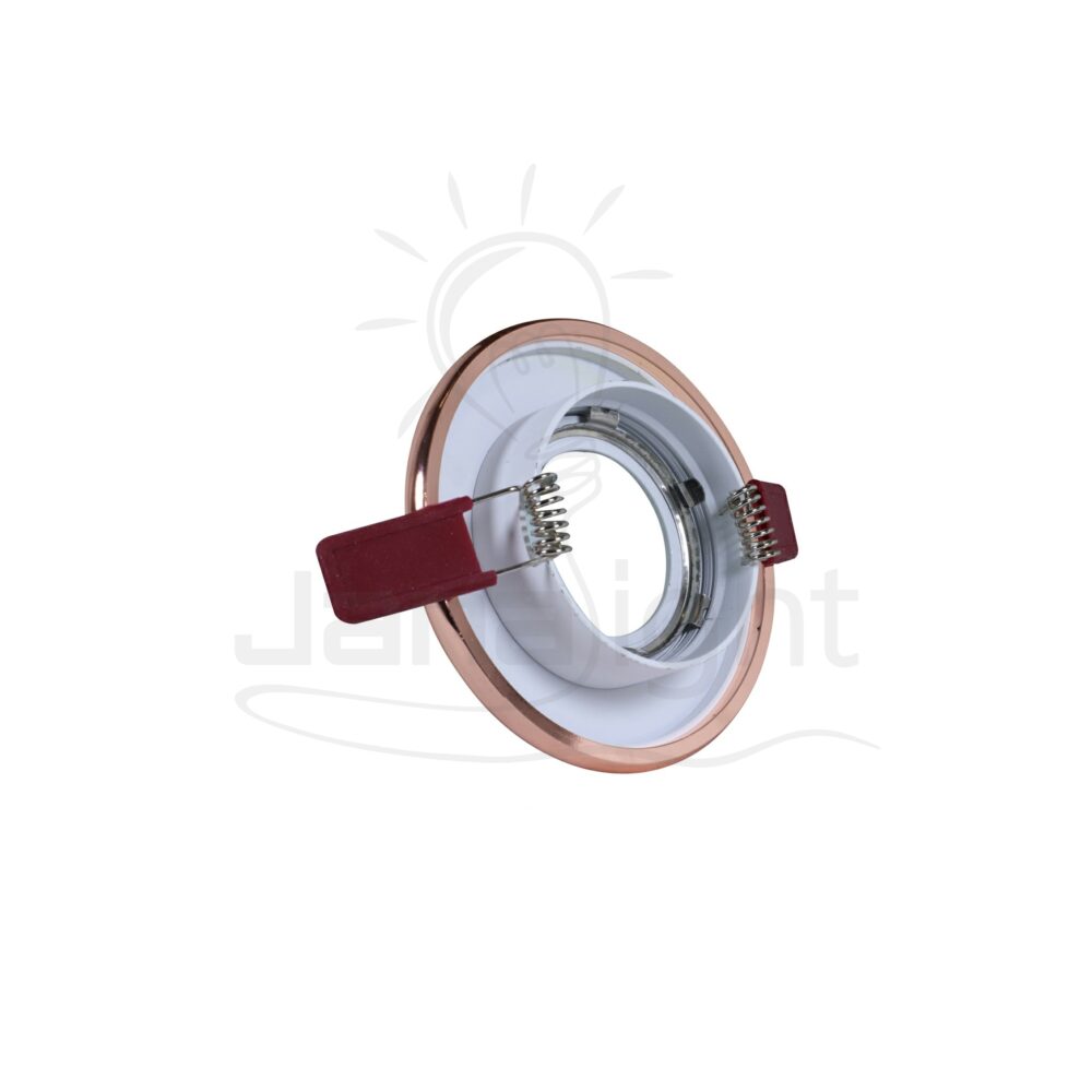 سبوت مدور فارغ معدن ابيض بإطار روز جولد شفة رفيعة Recessed round metal frame rose gold and white spotlight