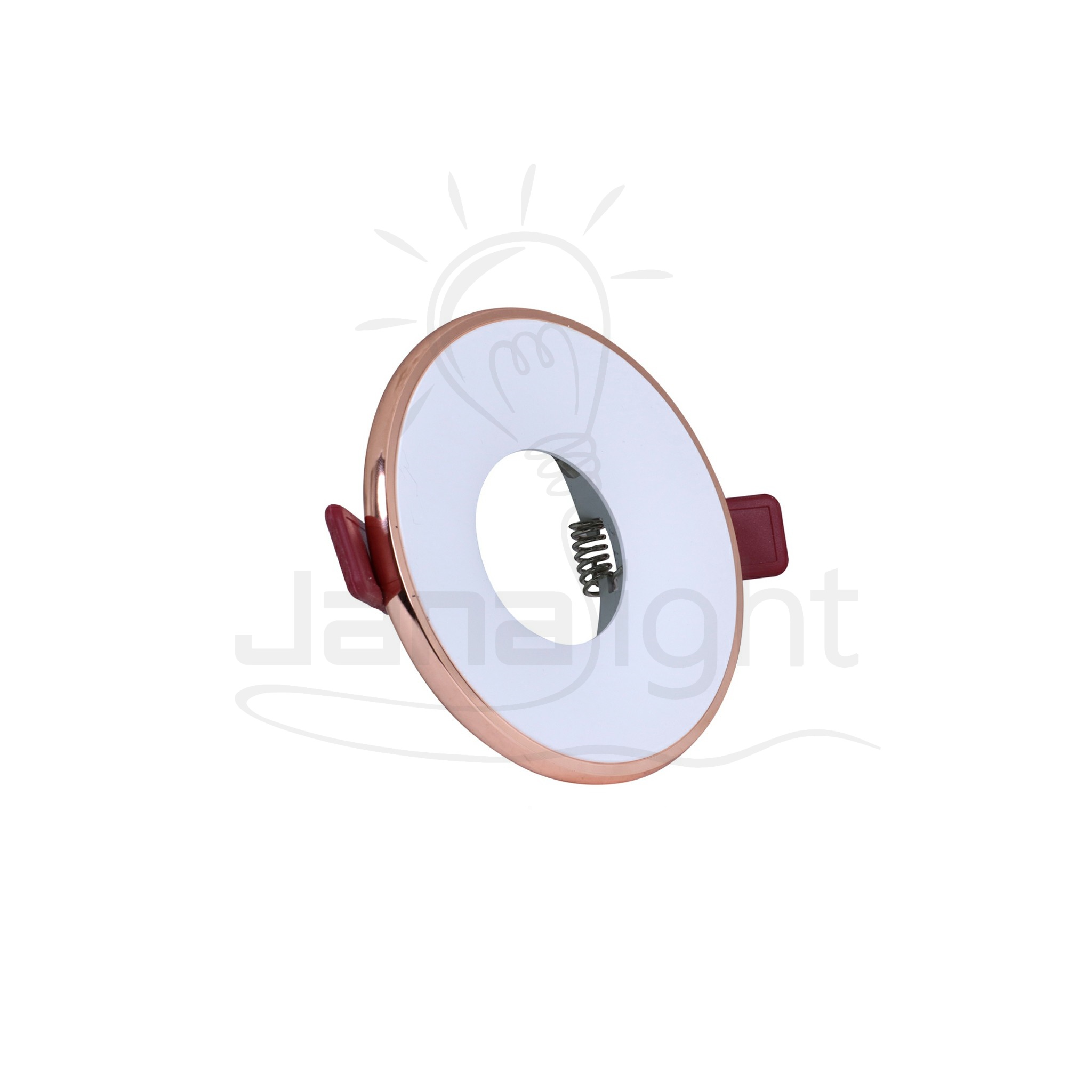 سبوت مدور فارغ معدن ابيض بإطار روز جولد شفة رفيعة Recessed round metal frame rose gold and white spotlight