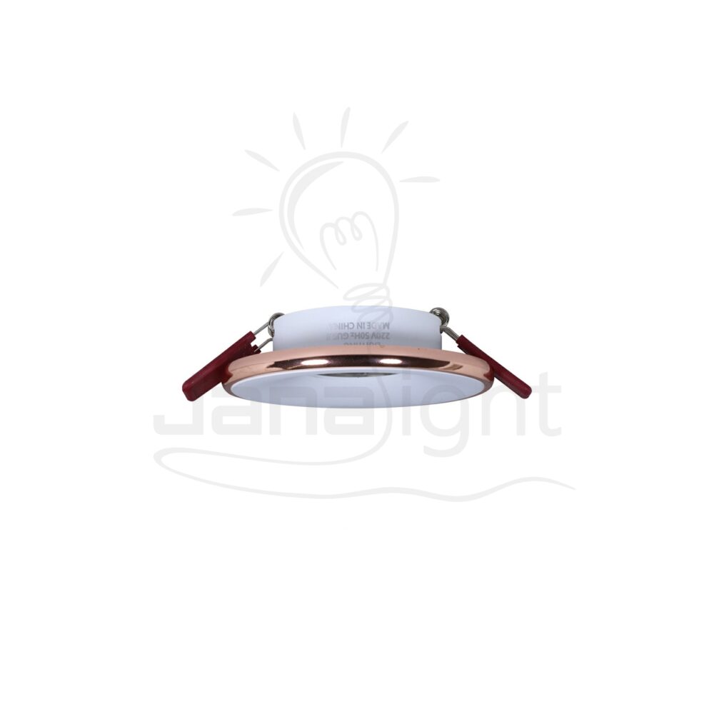 سبوت مدور فارغ معدن ابيض بإطار روز جولد شفة رفيعة مدرج Recessed round metal gradual frame rose gold and white spotlight