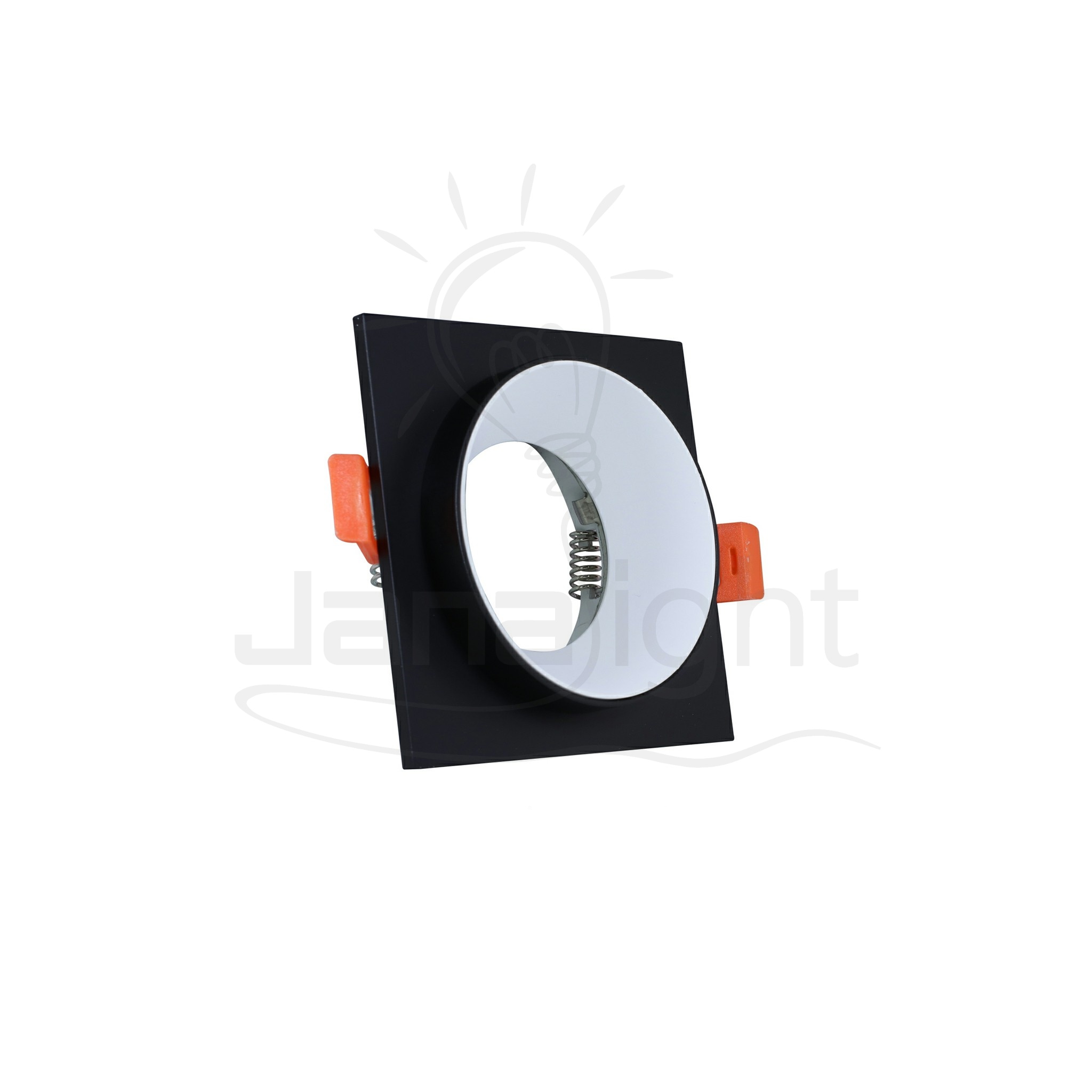 سبوت مربع فارغ معدن ابيض بإطار اسود Recessed square metal frame black and white spotlight