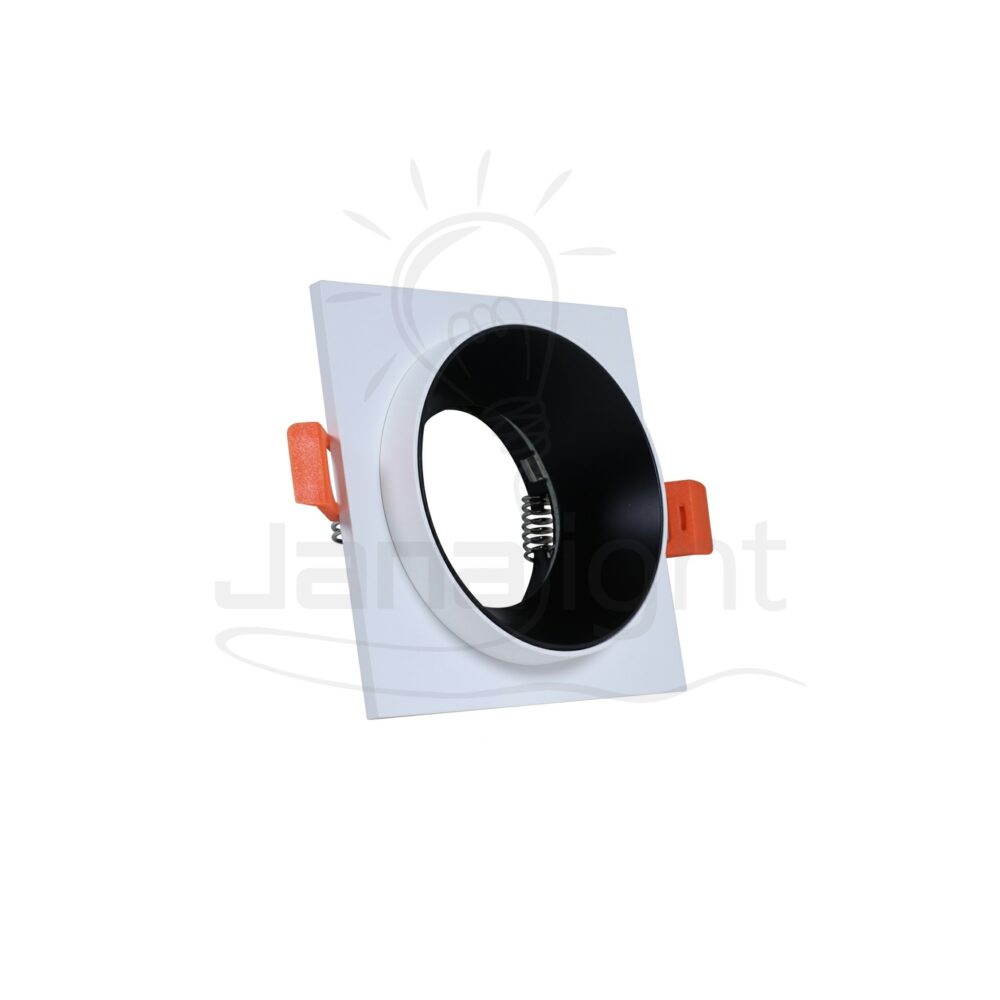 سبوت مربع فارغ معدن اسود بإطار ابيض Recessed square metal frame white and black spotlight