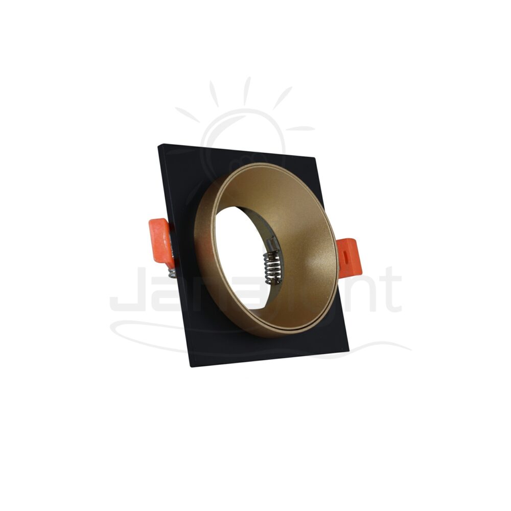 سبوت مربع فارغ معدن ذهبي بإطار اسود Recessed square metal frame black and gold spotlight