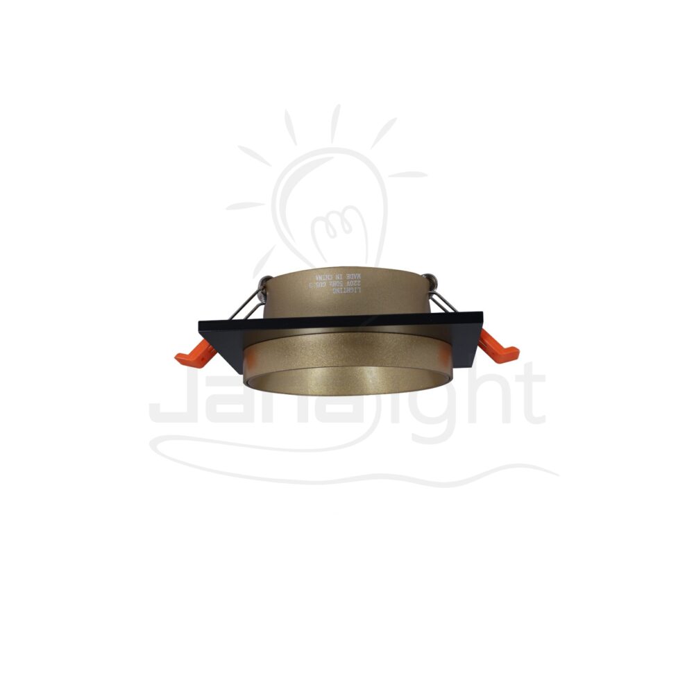 سبوت مدور فارغ معدن ذهبي بإطار اسود Recessed round metal frame black and gold spotlight