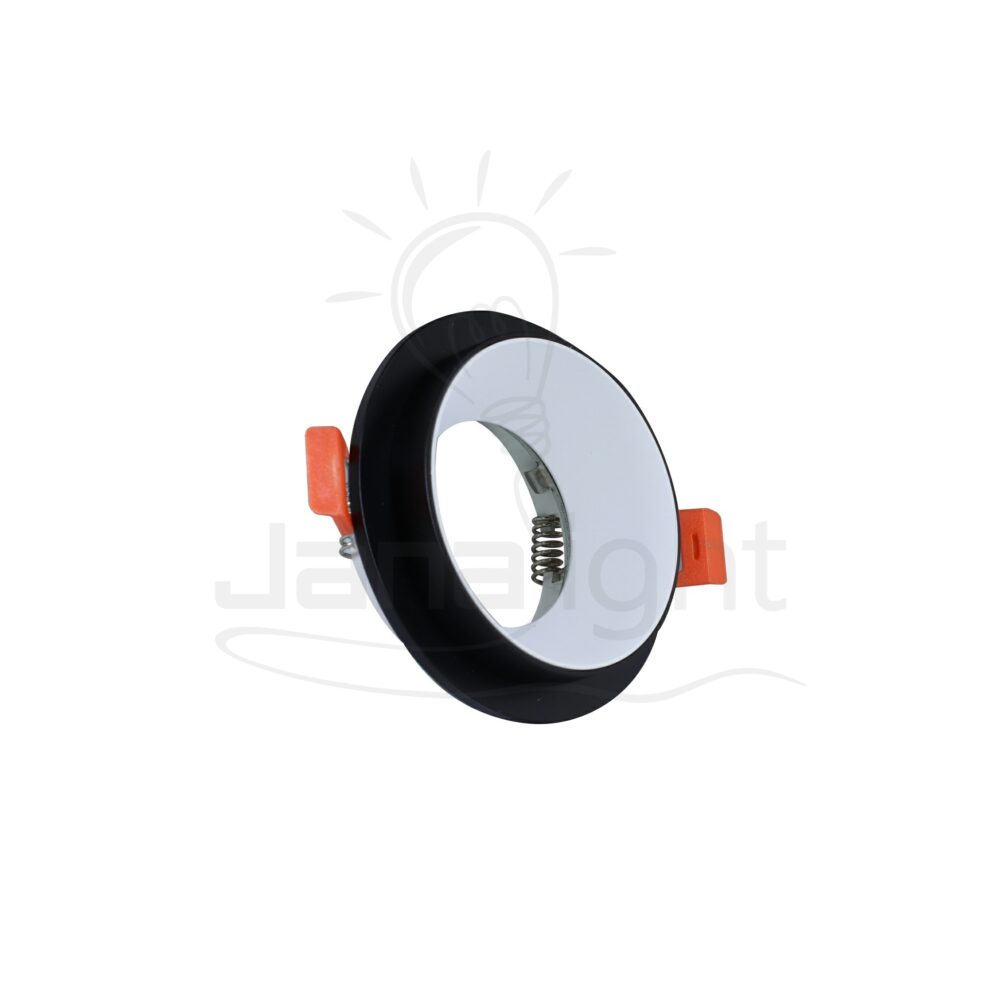 سبوت مدور فارغ معدن ابيض بإطار اسود Recessed round metal frame black and white spotlight