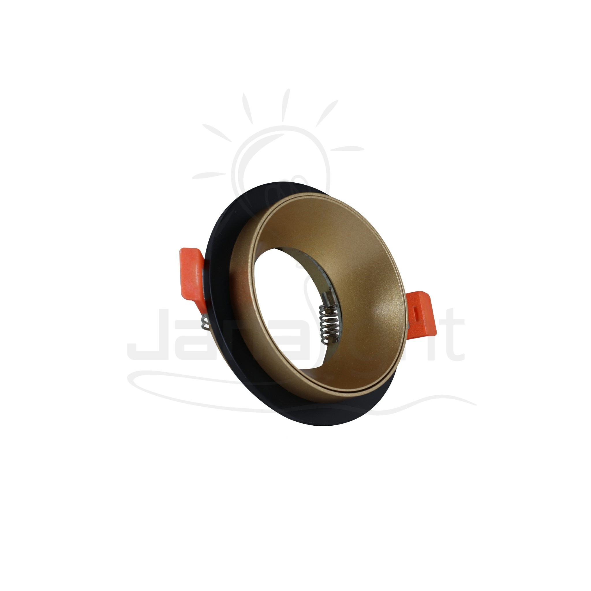 سبوت مدور فارغ معدن ذهبي بإطار اسود Recessed round metal frame black and gold spotlight