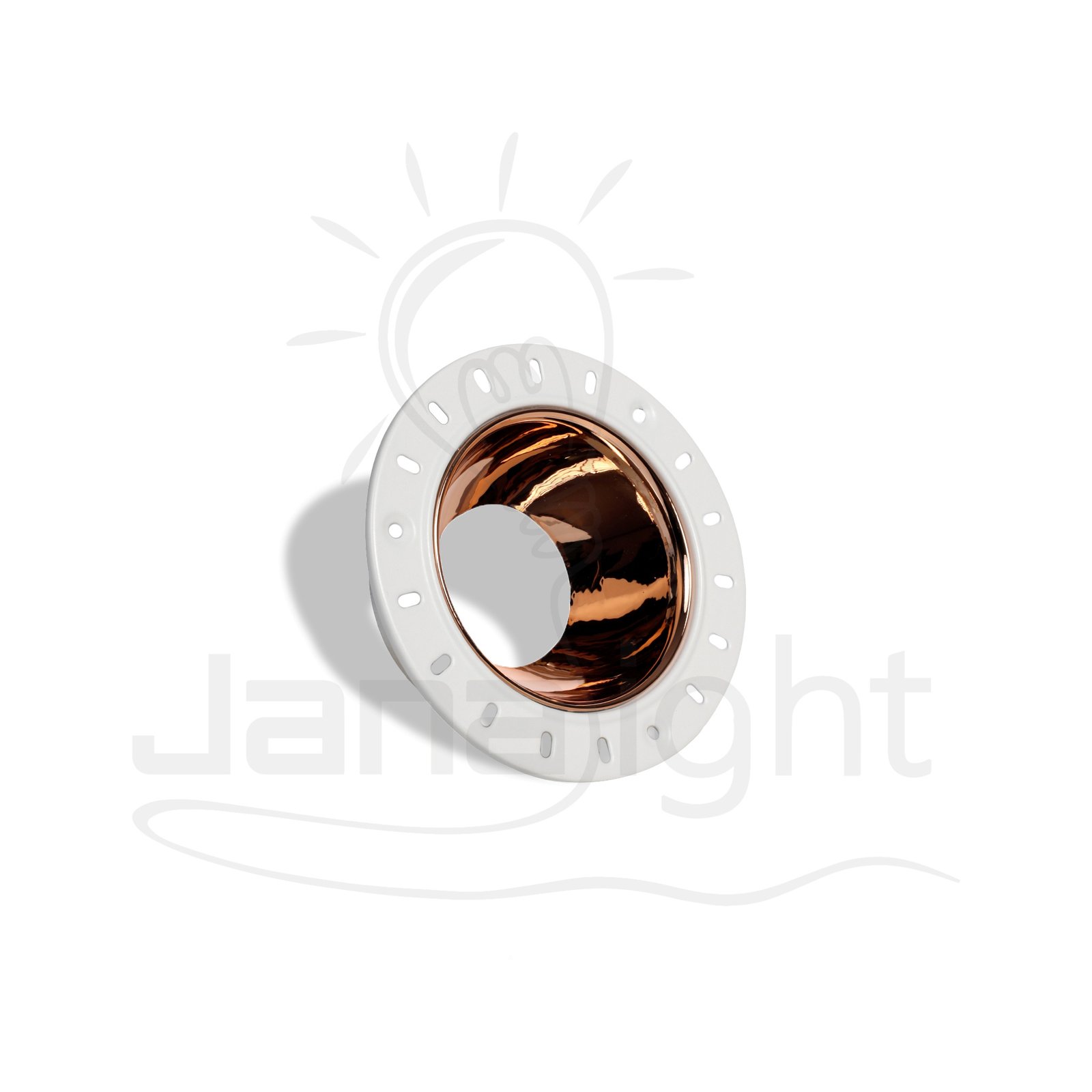سبوت لايت فارغ شفة مخفية مدور ابيض * روز جولد لامع جني لايت JN2035Empty Recessed Spotlight with Hidden Rim, Round, White and Glossy Rose Gold, Jana Light – JN2035
