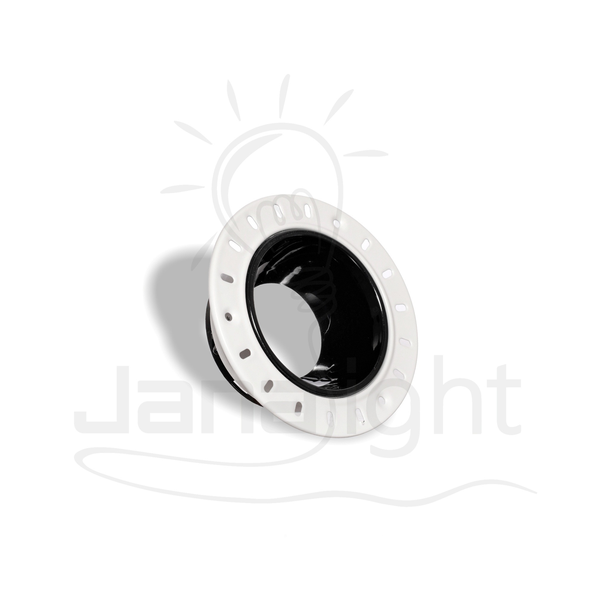 سبوت لايت فارغ شفة مخفية مدور ابيض * اسود لامع جنى لايت Hidden Rim Round Empty Spotlight White * Glossy Black Jana Light