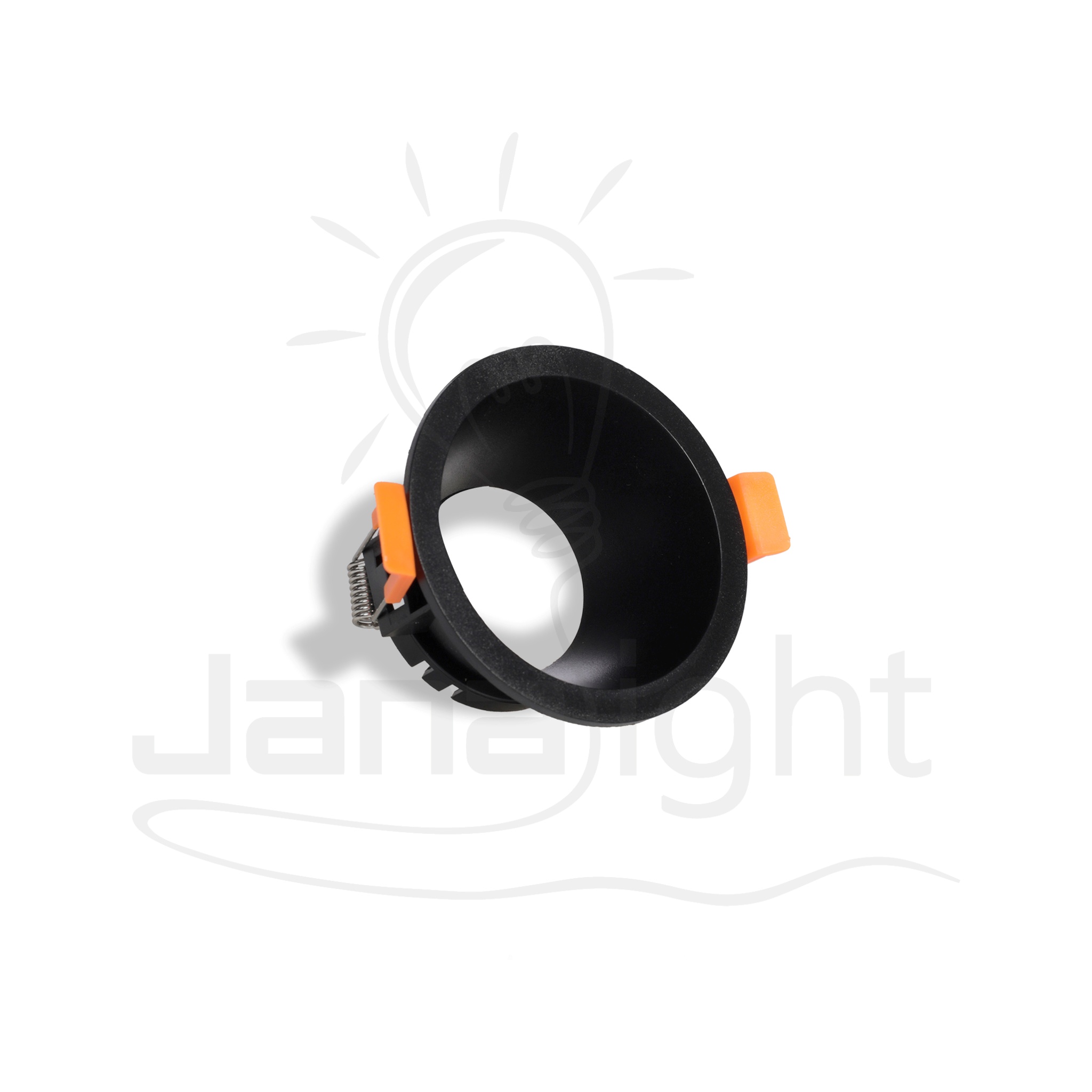 سبوت لايت فارغ مسحوب مدور ثابت اسود بلاستيك جنى لايت Spotlight empty drawn round fixed black plastic Jana Light