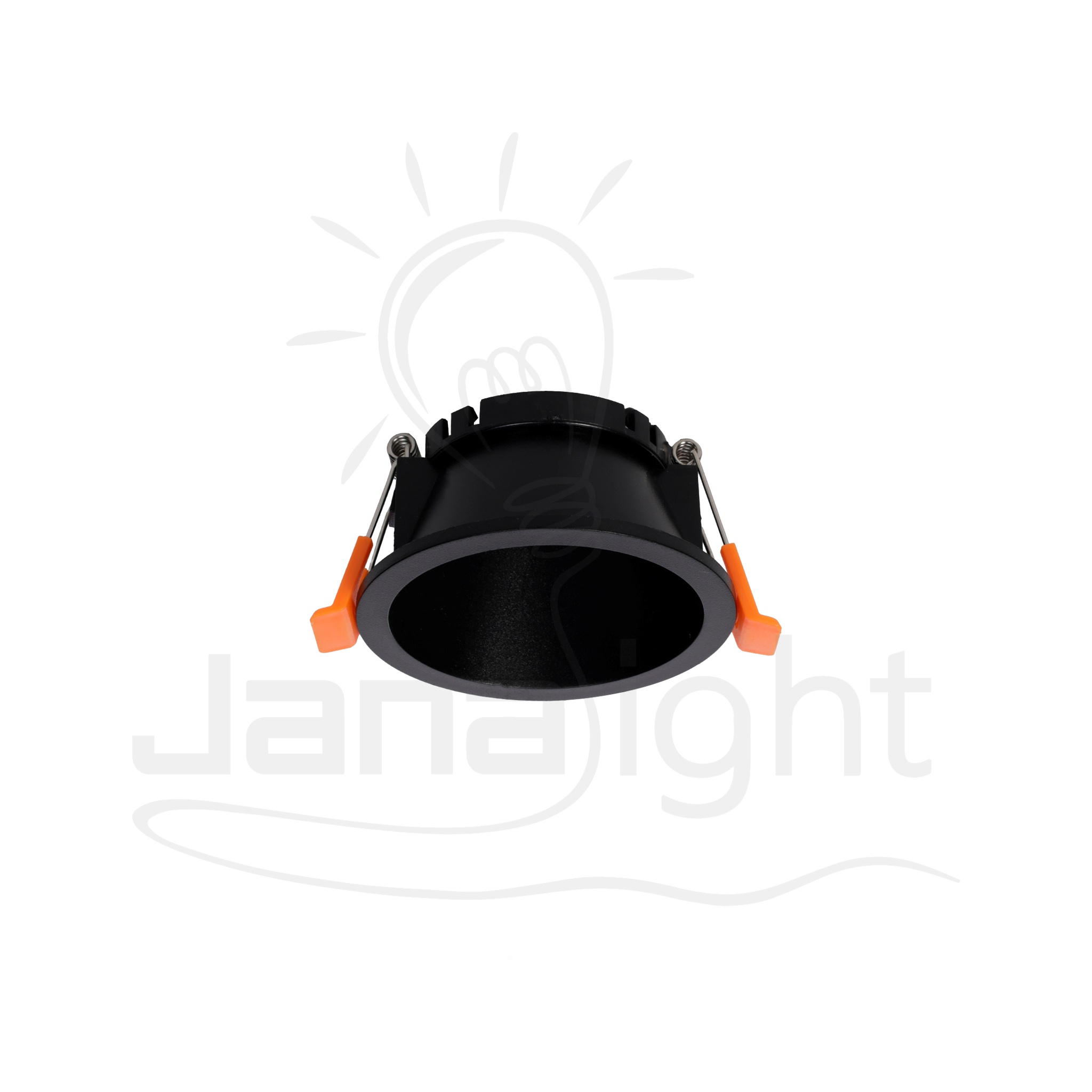 سبوت لايت فارغ مسحوب مدور ثابت اسود بلاستيك جنى لايت Spotlight empty drawn round fixed black plastic Jana Light