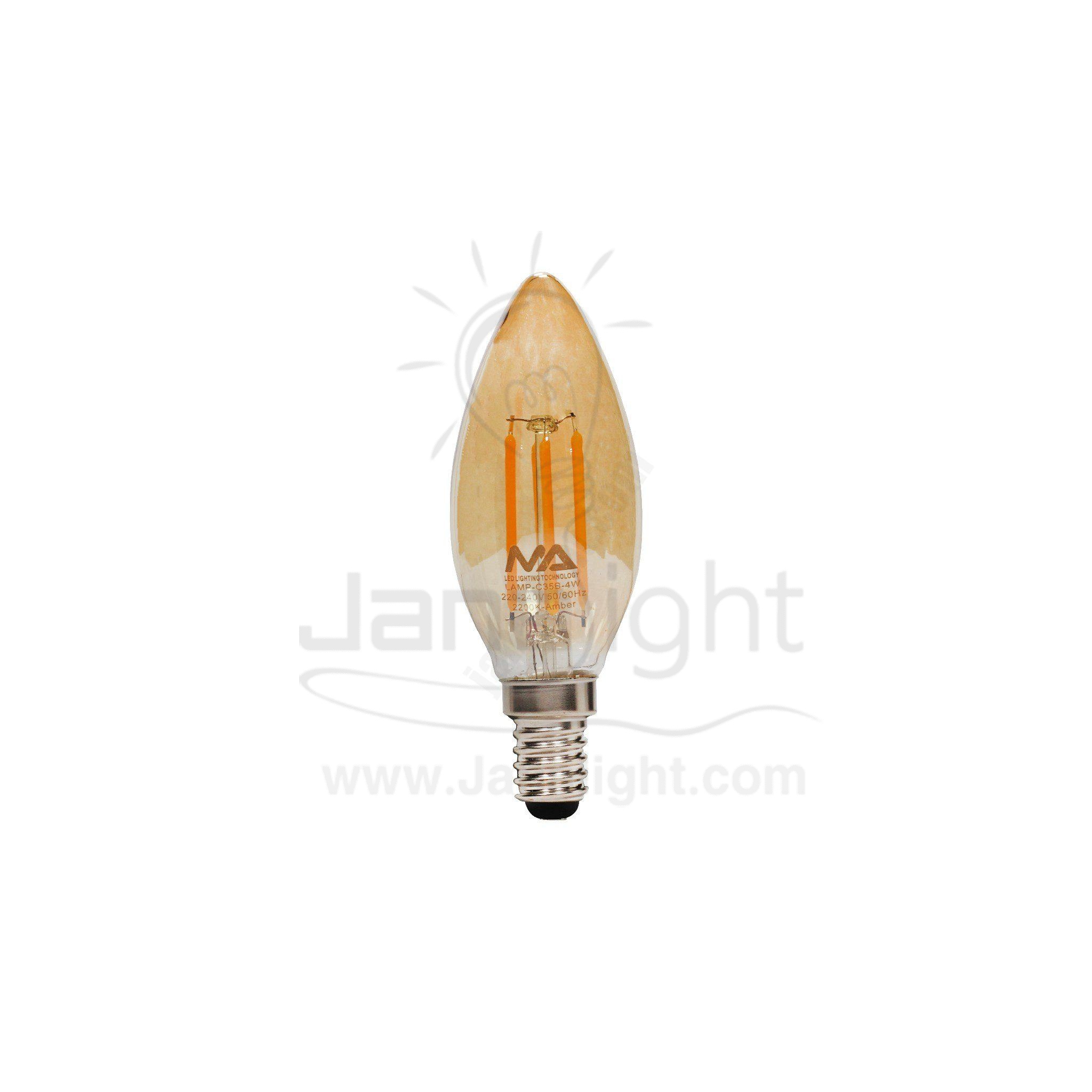 لمبة بلحة 4 وات وورم فلامنت اديسون LED Filament Edison Candle Light Bulb 4watt warm