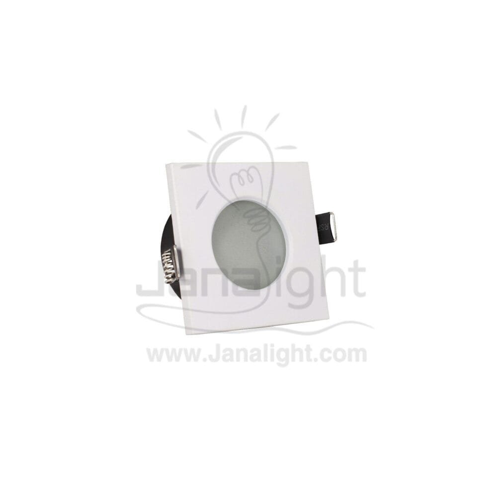 سبوت وتربروف للحمامات ابيض مربع جنى لايت JN433 Square white waterproof recessed frame spotlight