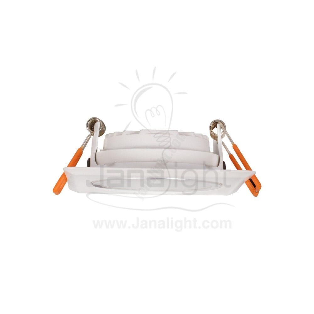 سبوت لايت 5 وات مربع فريم ابيض ابيض لد ثابت LIPER fixed recessed square white body color spotlight 5 watt