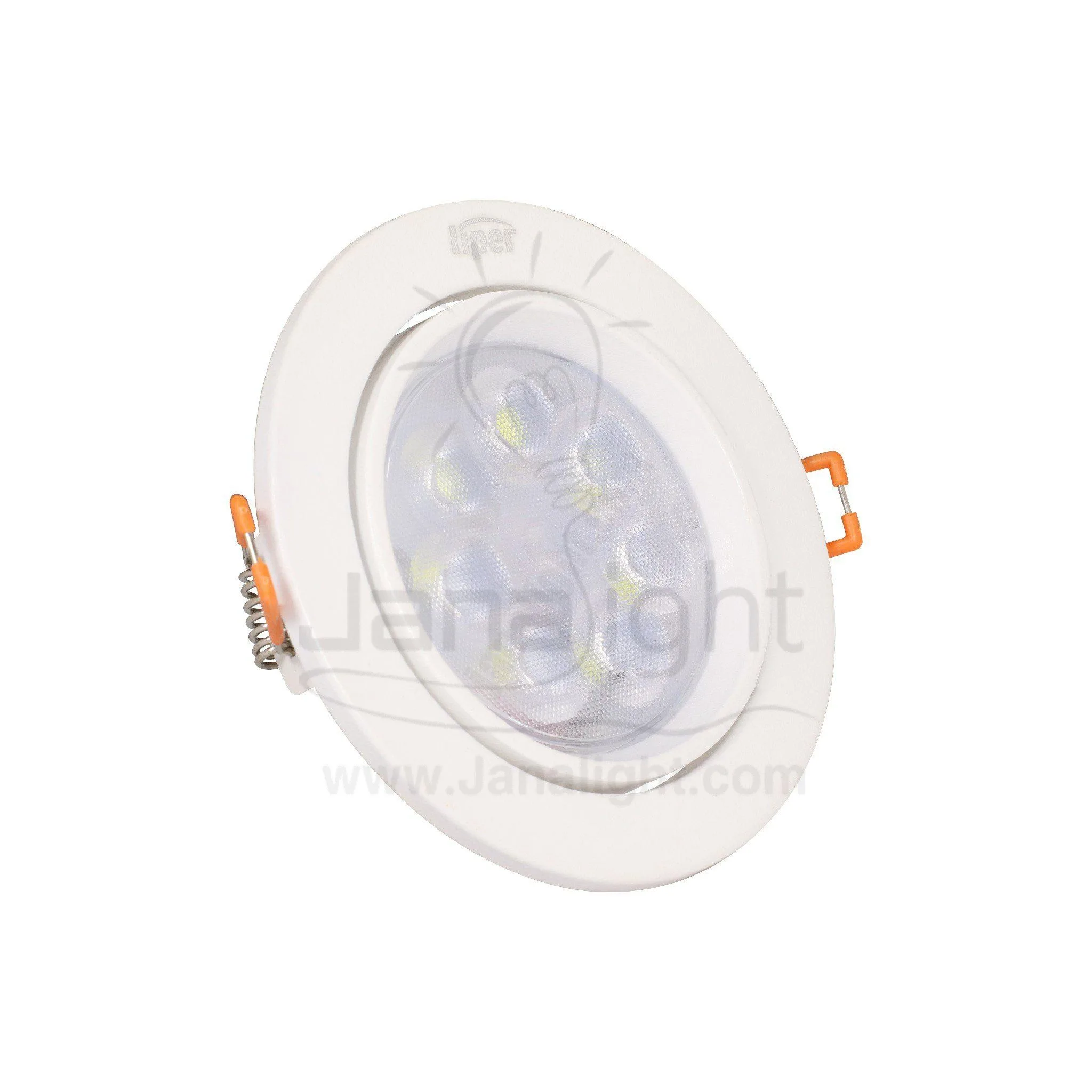 سبوت لايت 7 وات مدور فريم ابيض ابيض لد متحرك Liper Pivoting Recessed Round White Spotlight 11Cm