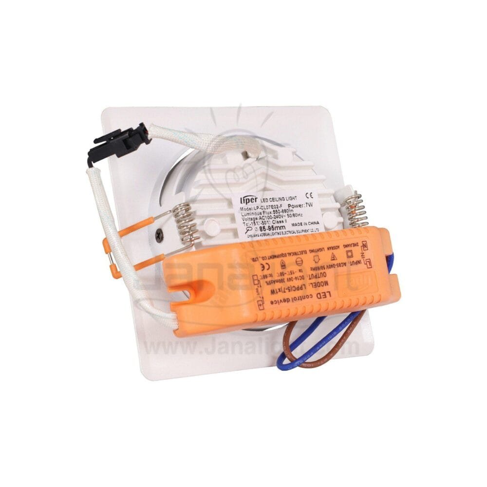 سبوت لايت 7 وات مربع فريم ابيض ابيض لد متحرك LIPER pivoting recessed square white downlight 11cm